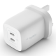 Belkin BoostCharge Pro Dual USB-C GaN Wall Charger with PPS 65W - White