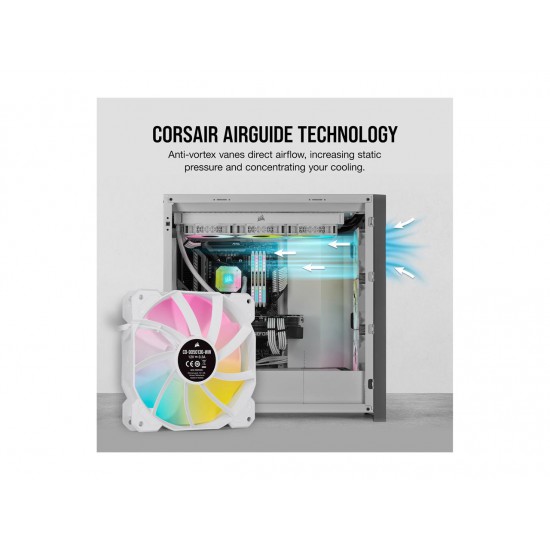 Corsair iCUE SP120 RGB ELITE Performance 120mm White PWM Fan Single Pack