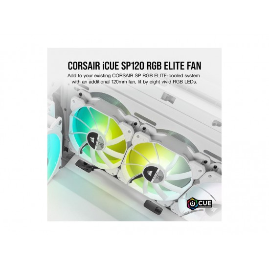 Corsair iCUE SP120 RGB ELITE Performance 120mm White PWM Fan Single Pack