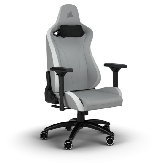 Corsair TC200 Gaming Chair - Plush Leatherette Light Grey/White