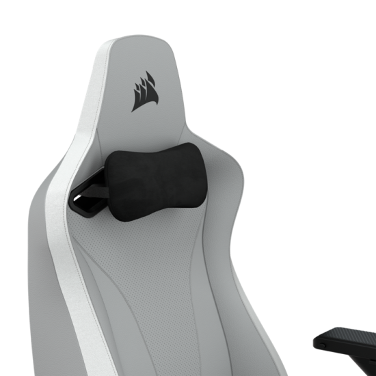 Corsair TC200 Gaming Chair - Plush Leatherette Light Grey/White