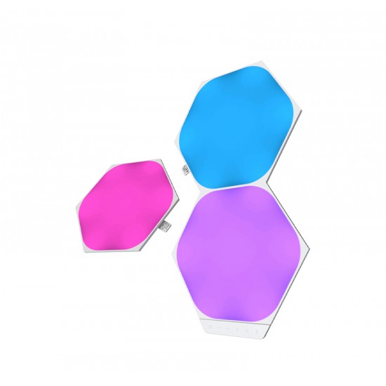 NANOLEAF SHAPES HEXAGONS EXPANSION PACK WITH 3X MULTICOLOR HEXAGON LIGHT PANELS, 100 LUMENS - WORKS WITH ALEXA & GOOGLE ASSISTANT - WHITE - 3 PANELS