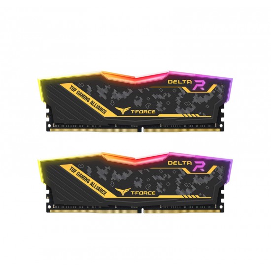 TEAMGROUP T-FORCE DELTA TUF GAMING ALLIANCE RGB DDR4 16GB (2X8GB) 3200MHZ (PC4-25600) CL16 DESKTOP GAMING MEMORY RAM TF9D416G3200HC16CDC01 - TUF