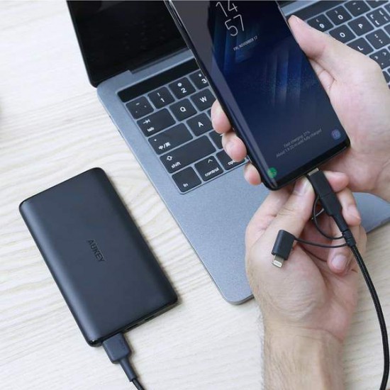 AUKEY CB-BAL5 3 In 1 MFI Lightning Cable With Micro USB & USB C Cable