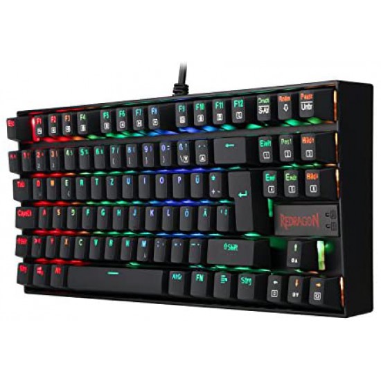 Redragon K552 60% Mechanical Gaming Keyboard 87 Key Keyboard KUMARA USB Wired Cherry MX Blue Equivalent Switches for Windows PC Gamers English US QWERTY Layout (Red Backlit - Black)
