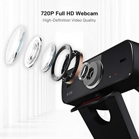 Redragon GW800 1080P Webcam with Built-in Dual Microphone, 360-Degree Rotation - 2.0 USB Skype Computer Web Camera - 30 FPS for Online Courses, Video Conferencing and Streaming