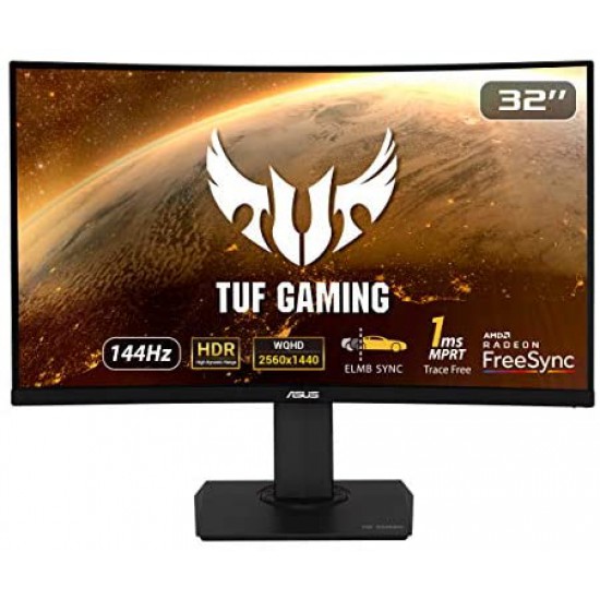 ASUS TUF Gaming VG24VQ Curved Gaming Monitor  23.6 inch Full HD (1920 x 1080), 144Hz, Extreme Low Motion Blur, FreeSync, 1ms (MPRT), Shadow Boost