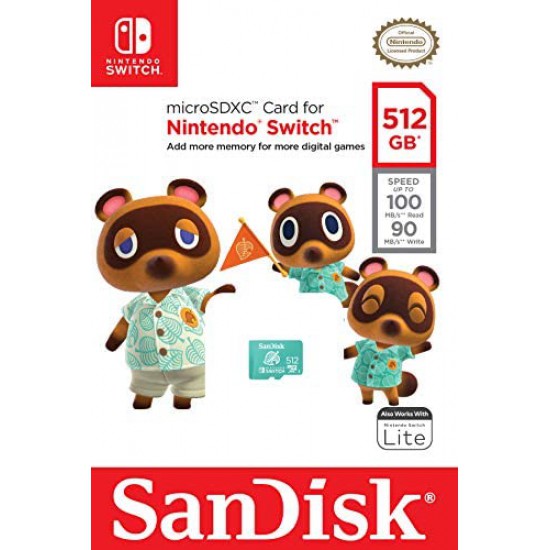 SanDisk 512GB microSDXC Card, Licensed for Nintendo Switch - SDSQXAO-512G-GNCZN