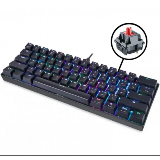 Motospeed CK61 Wired Mechanical RGB Gaming Keyboard [Black] - Red Switches