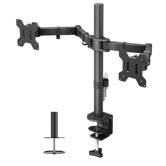 Dual Monitor Desk Mount, Height Adjustable Computer Monitor Stand Mount