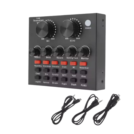 V8 SOUND CARD, RECORDING SOUND CARD FOR MICROPHONE, COMPUTER, MOBILE PHONE, IPAD, PS4 VOICE CHANGER DEVICE WITH MULTIPLE FUNNY SOUND EFFECT - USB AUDIO INTERFACE (V8 SOUND CARD)